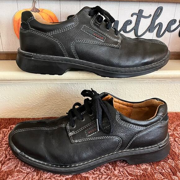 Ecco Mens Shock Point Black Leather Lace Up Comfort Oxford Shoes EU Size 44 main image 9